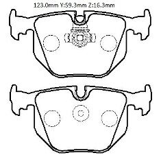 LANDROVER FREELANDER2- 07/12; ARKA FREN BALATASI (KABLOSUZ)(DİSK) (123X59,3X16,3) (BRAMAX) 34216761240
