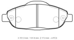 PEUGEOT 308- 08/13; ÖN FREN BALATASI (KABLOSUZ)(DİSK) (151X61,6X17) (BRAMAX) 4253.93