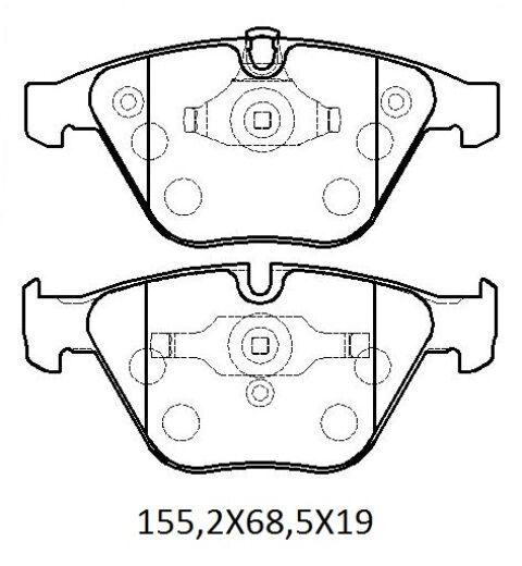 BMW 5 SERI- E60- 04/10; ÖN FREN BALATASI (KABLOSUZ) (DİSK) (155,2X68,5X19)(BRAMAX) 34116753668