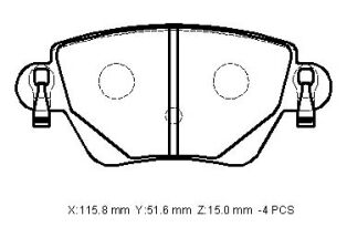 FORD MONDEO- 01/04; ARKA FREN BALATASI 1,8/2,0/2,5 (DİSK) (115,8X51,6X15) (BRAMAX) 1S71-2M008-AD