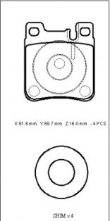 MERCEDES E CLASS- W210- 96/99; ARKA FREN BALATASI (KABLOSUZ)(DİSK) (61,6X69,7X16) (FMK) A0024201620
