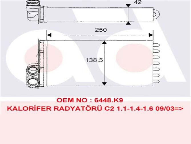 KALORİFER RADYATÖRÜ 346440 C2 C3 C3-II C3 PLURIEL 1.4 1.6 HDI 02>09 P1007 1.4 HD