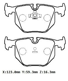 BMW 5 SERI- E34- 92/95; ARKA FREN BALATASI (KABLOSUZ) (DİSK) (123X59,3X16,3) (BRAMAX) 34211159344