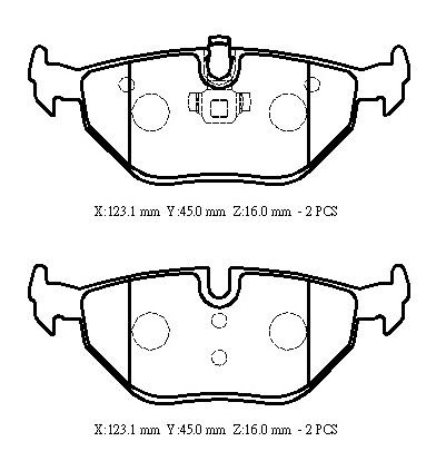 SAAB 9 5- 99/03; ARKA FREN BALATASI (KABLOSUZ)(DİSK) (123,1X45X16)(BRAMAX) 34211164499