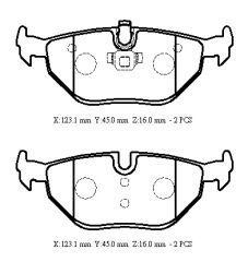SAAB 9 5- 99/03; ARKA FREN BALATASI (KABLOSUZ)(DİSK) (123,1X45X16)(BRAMAX) 34211164499