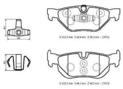 BMW 1 SERI- E87- 04/11; ARKA FREN BALATASI (KABLOSUZ)(DİSK)(123X43.8X16.2/123X48X16.2)(BRAMAX) 34216767150