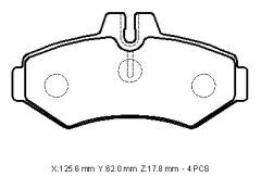 MERCEDES SPRINTER- 00/07; ARKA FREN BALATASI (KULAKSIZ)(KABLOSUZ)(DİSK)(125,6X62X17,8)(BRAMAX) A0084204420