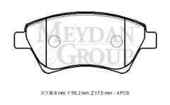 RENAULT SCENIC- 2- 03/07; ÖN FREN BALATASI (KABLOSUZ)(DİSK)(136,6X59,2X17,5)(FMK) 7701207672