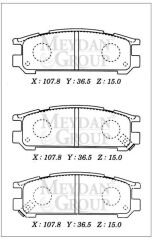 SUBARU IMPREZA- 99/03; ARKA FREN BALATASI (DİSK) (107,8X36,5X15) (DAIWA) 26296-AA082