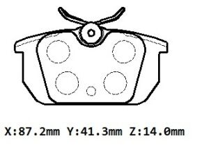 ALFA ROMEO 155- 93/97; ARKA FREN BALATASI 1.7/1.8/1,9/2,0cc (KABLOSUZ)(DİSK)(87.2X44.5X14) (BRAMAX) 9941605