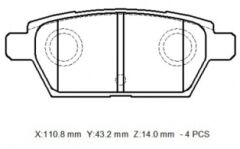 MAZDA 6- SD- 03/06; ARKA FREN BALATASI 2,0/2,3 (DİSK)(110,8X42X14)(BRAMAX) GPYB2648Z