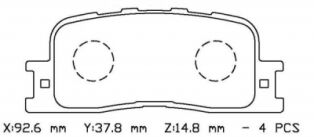 TOYOTA CAMRY- 01/04; ARKA FREN BALATASI (DİSK) (92,6X37,8X14,8) (DAIWA) 04466-33140