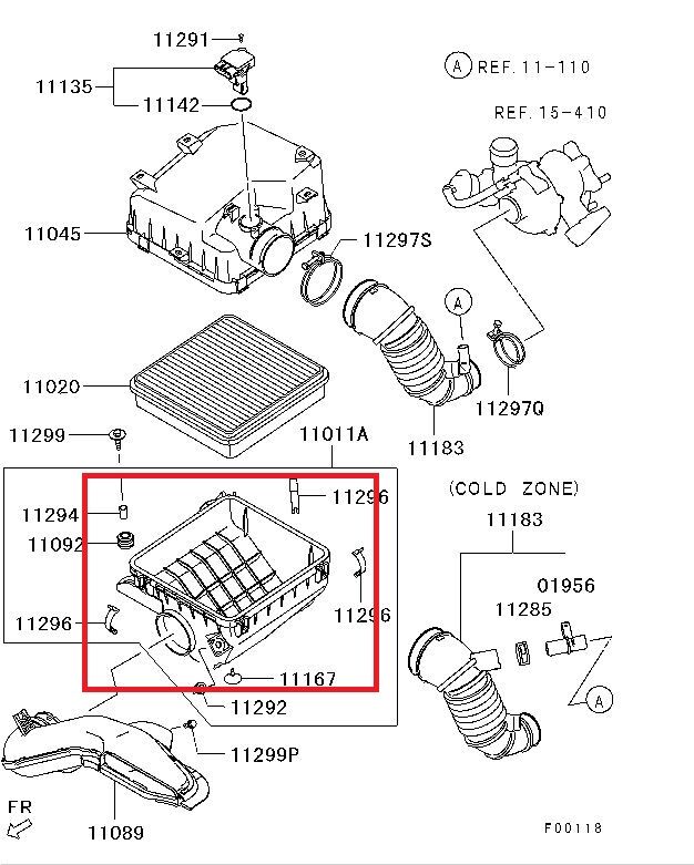 MITSUBISHI L200- PICK UP- 06/15; HAVA FİLTRE KUTUSU ALT PARÇA (ORİJİNAL) MN135613T
