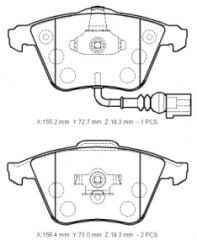 SKODA SUPERB- 13/15; ÖN FREN BALATASI 2,0TSI(1KABLOLU)(DİSK)(155,2X72,7X19,3/15;6,4X73X19,3)(BRAMAX) 1K0698151B